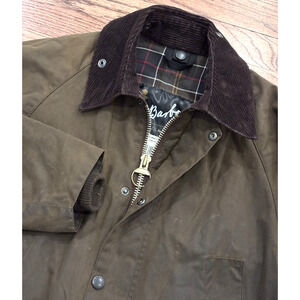 Barbour Classic A835 Bedale Olive Wax Waterproof Rain Jacket Coat C 36 Vintage
